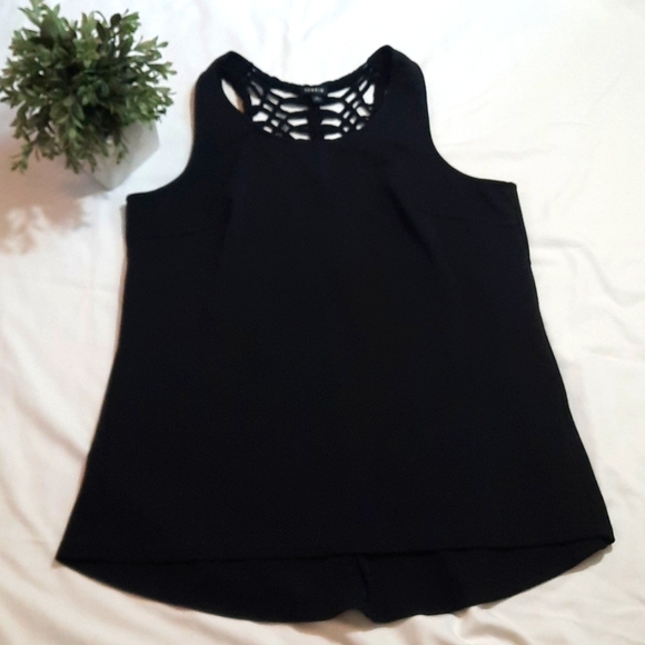 torrid Tops - TORRID sz 3 hi-lo black Racerback Dressy Tank with lace detailed back